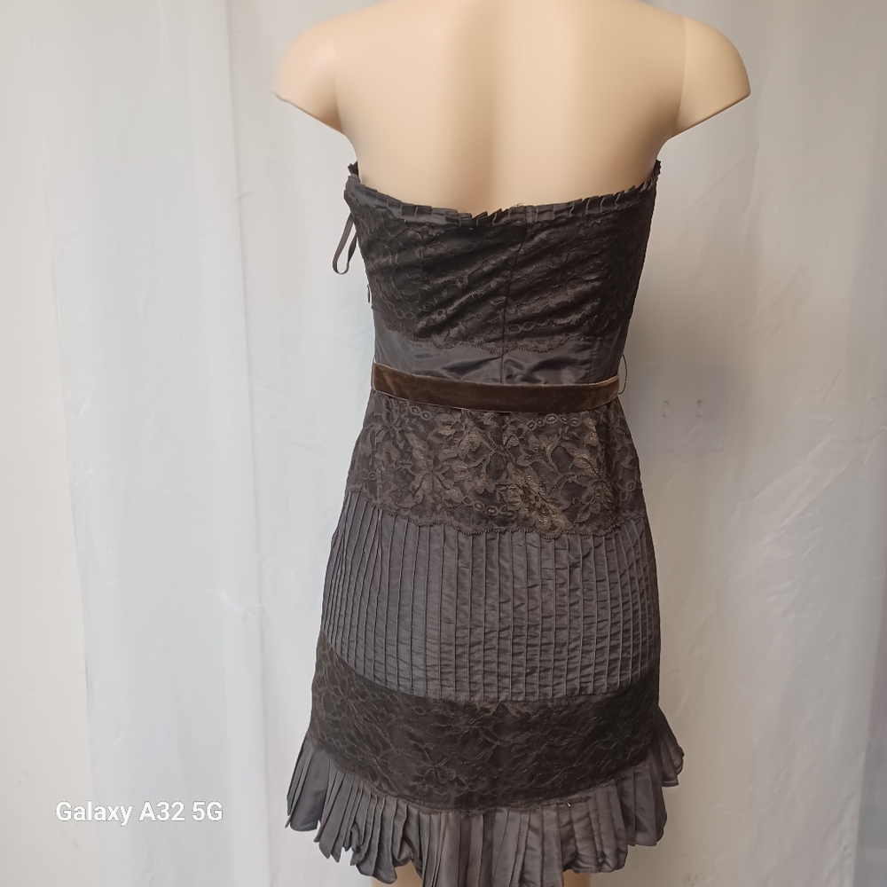 Banana Republic Women Size 4 Brown Strapless Sundress Pleated Cocktail - Picture 6 of 13